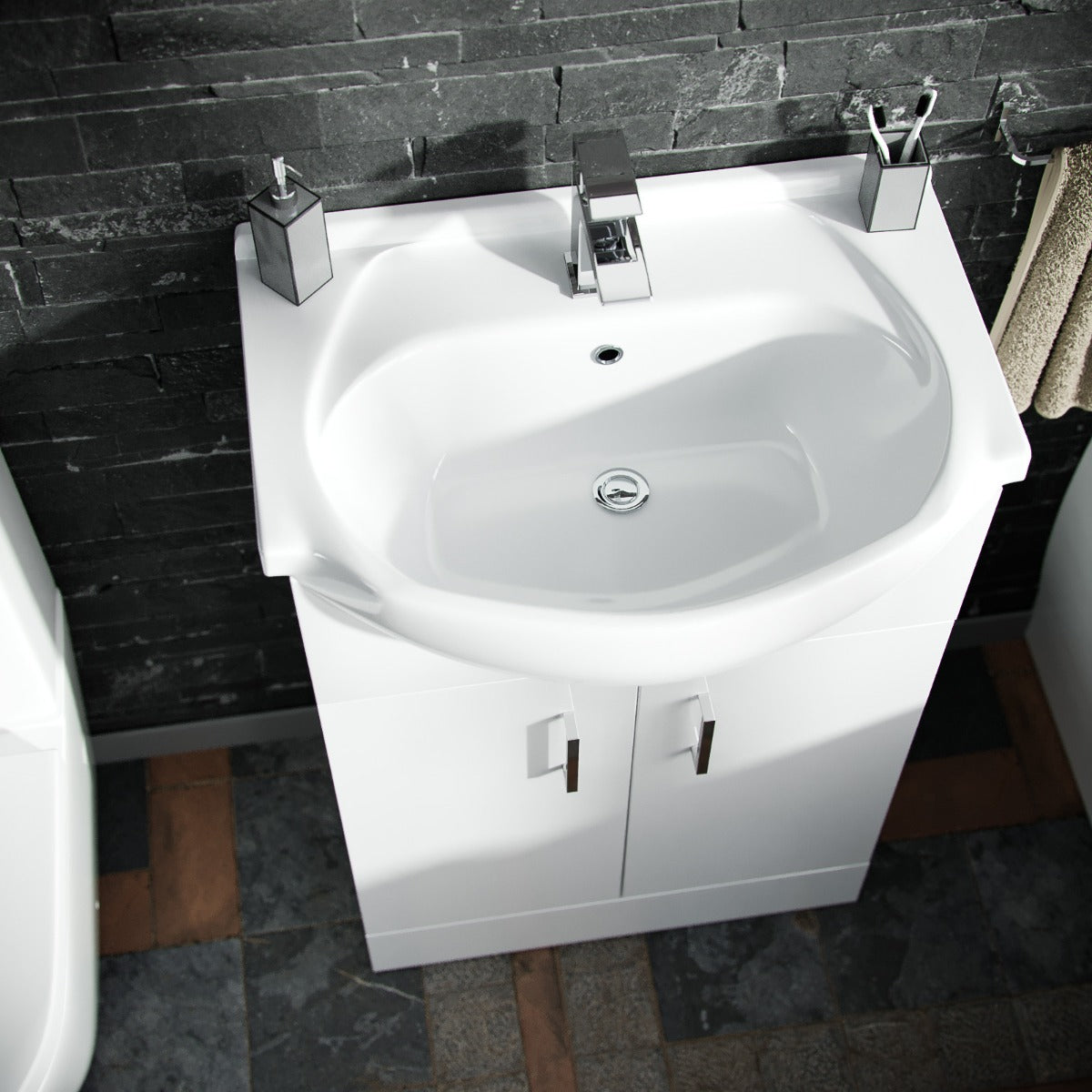 Ellen P-Shaped LH Bath White 550mm Vanity Basin Unit WC Unit & Toilet Suite