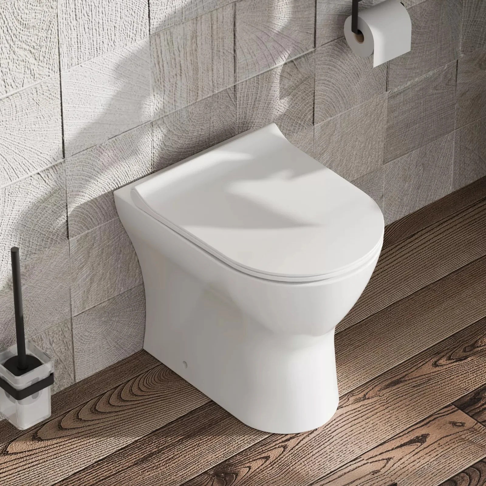 Back to Wall Rimless Toilet Pan With Soft Close Seat - White
