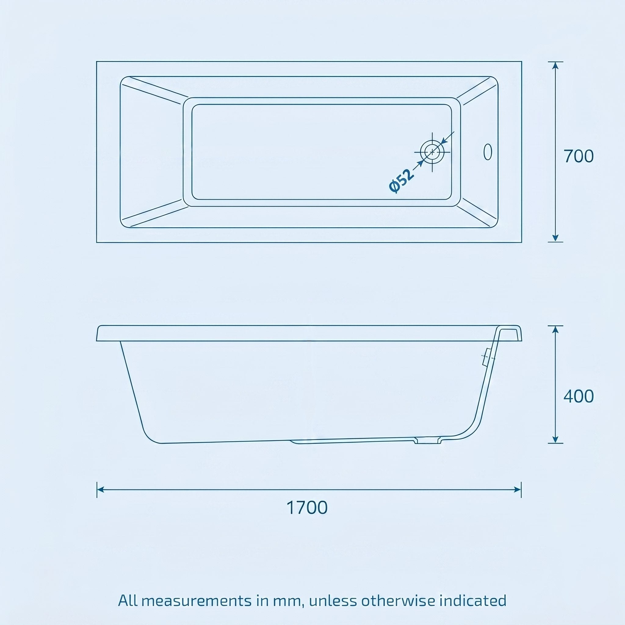 Bathroom Suite - Alaska 600mm Vanity, Toilet & 1700mm Standard Straight Square Bath - Complete Set with Brushed Brass Fittings
