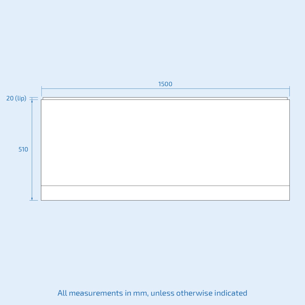 White High Gloss Acrylic Bathroom 1500mm Front Bathtub Panel