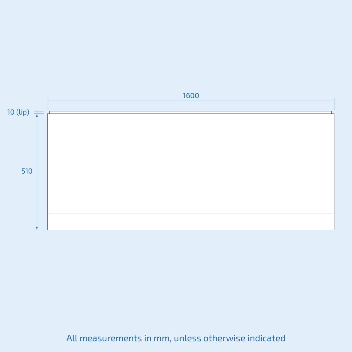 White 1600mm Acrylic Bathtub Front Bath Panel High Gloss Finish