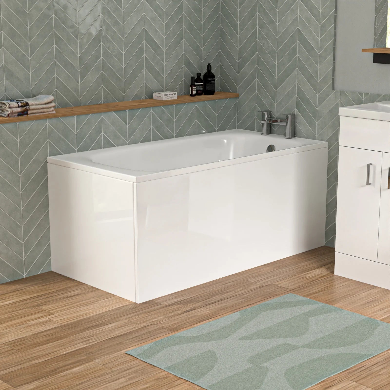 Bathroom Suite 1400mm Round Bathtub with 500mm Freestanding Vanity & Toilet