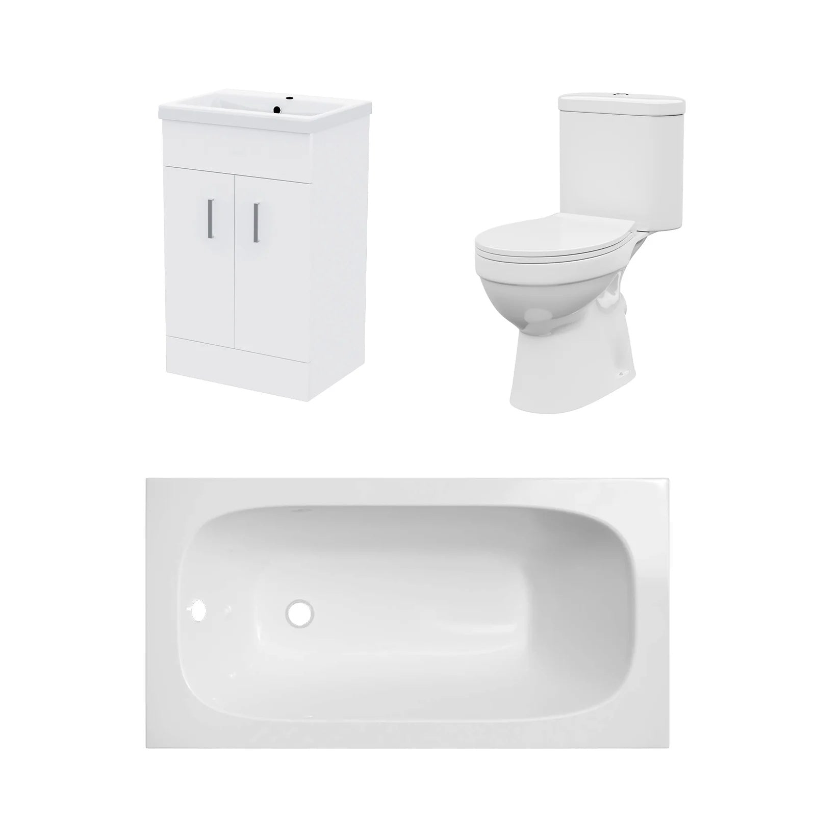 Bathroom Suite 1400mm Round Bathtub with 500mm Freestanding Vanity & Toilet