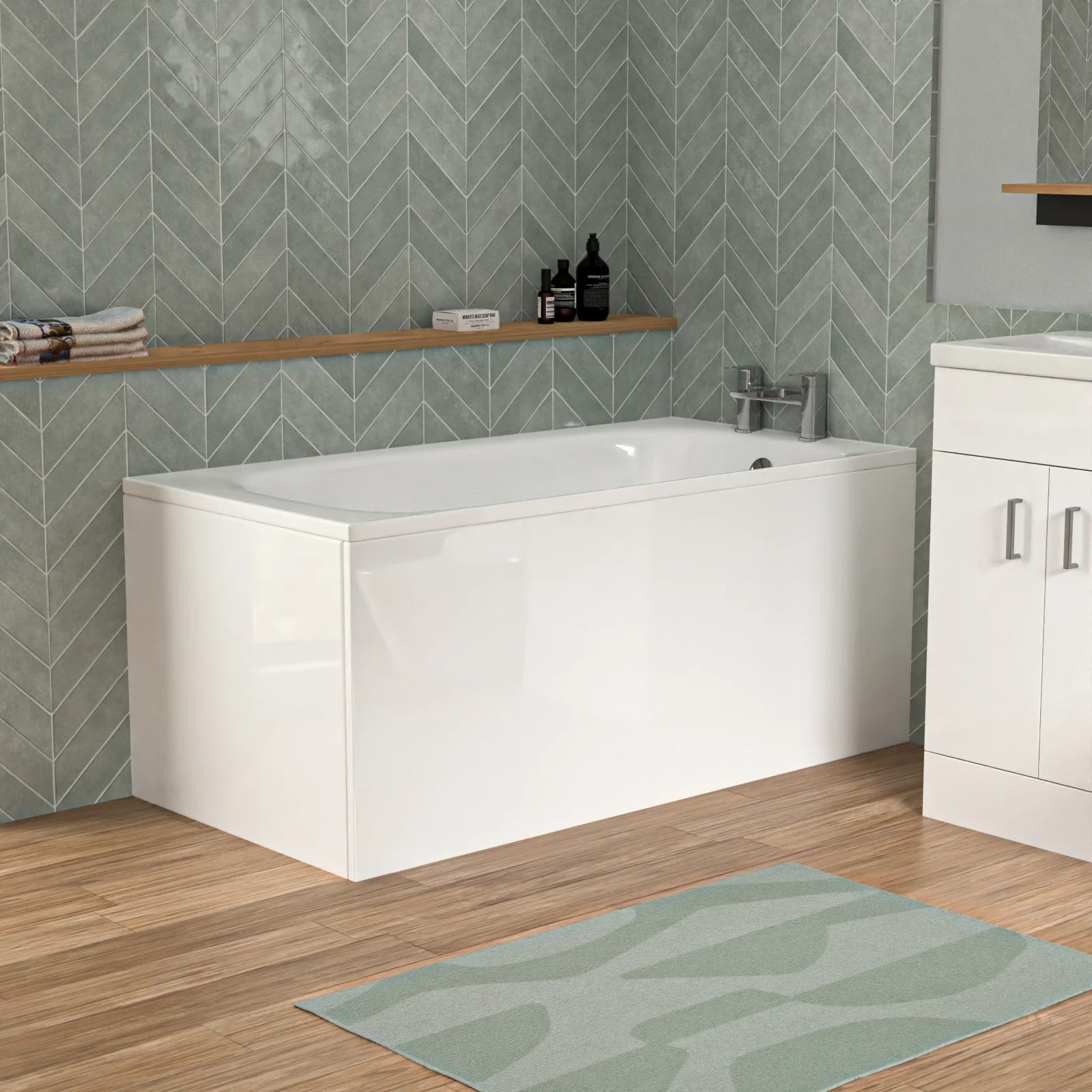 Bathroom Suite 1400mm Round Bathtub With Freestanding Vanity & Close Coupled Toilet