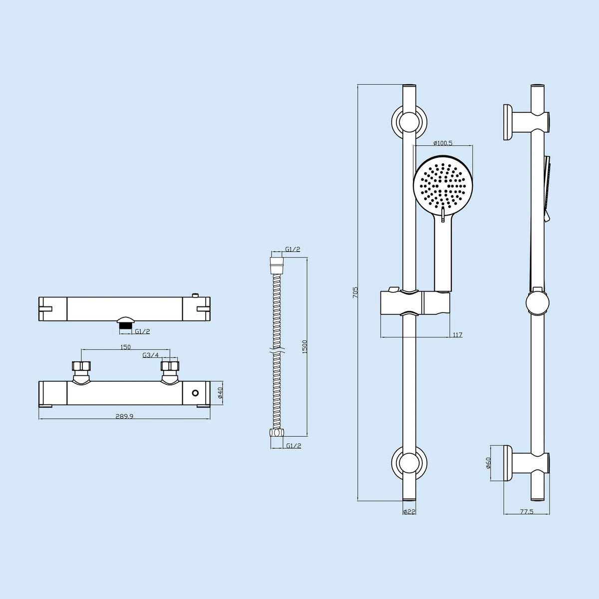 Bathroom Suite 1400mm Square Bathtub With Screen, Vanity and Toilet With Shower and Taps