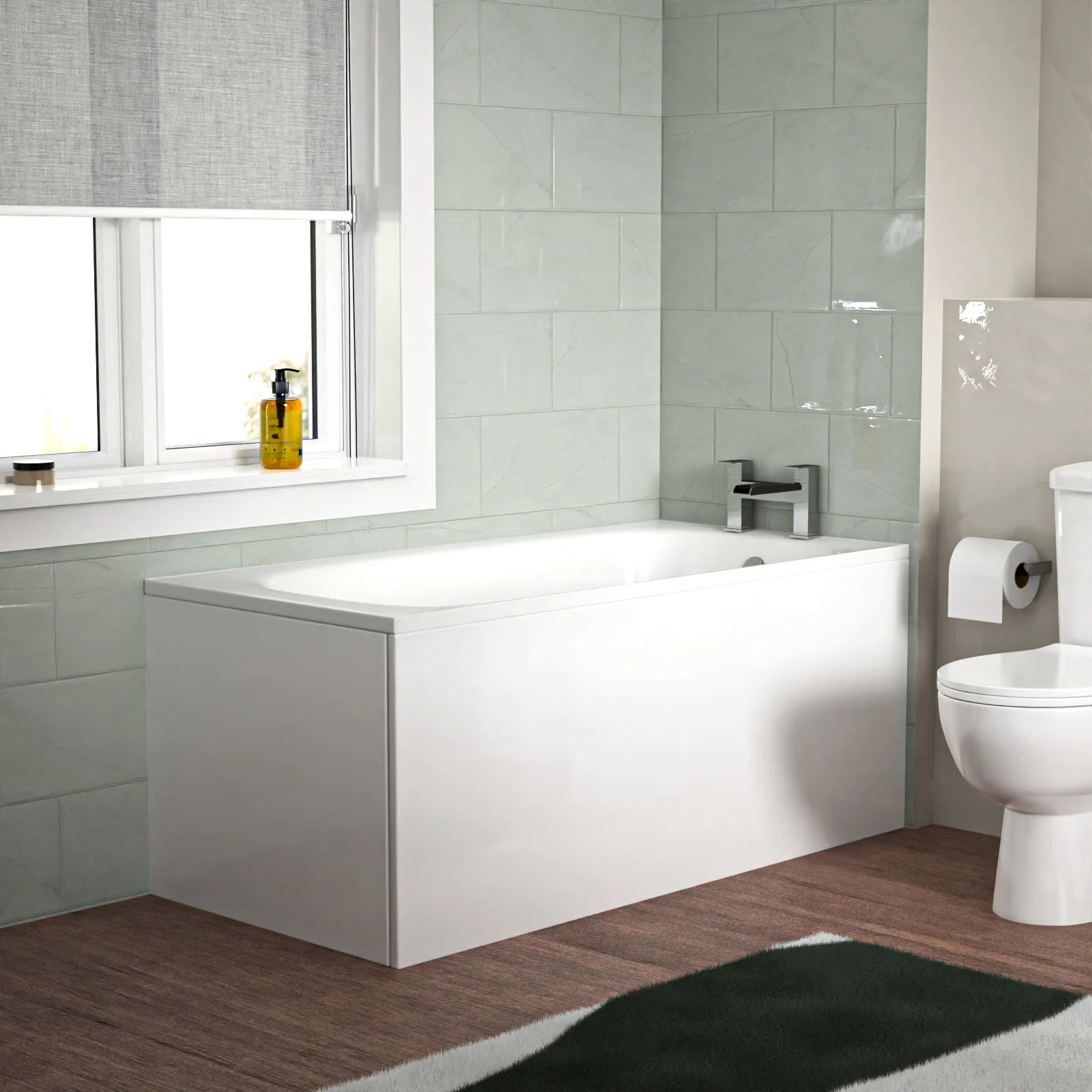 Bathroom Suite 1500mm Round Bathtub with 400mm Freestanding Vanity & Toilet