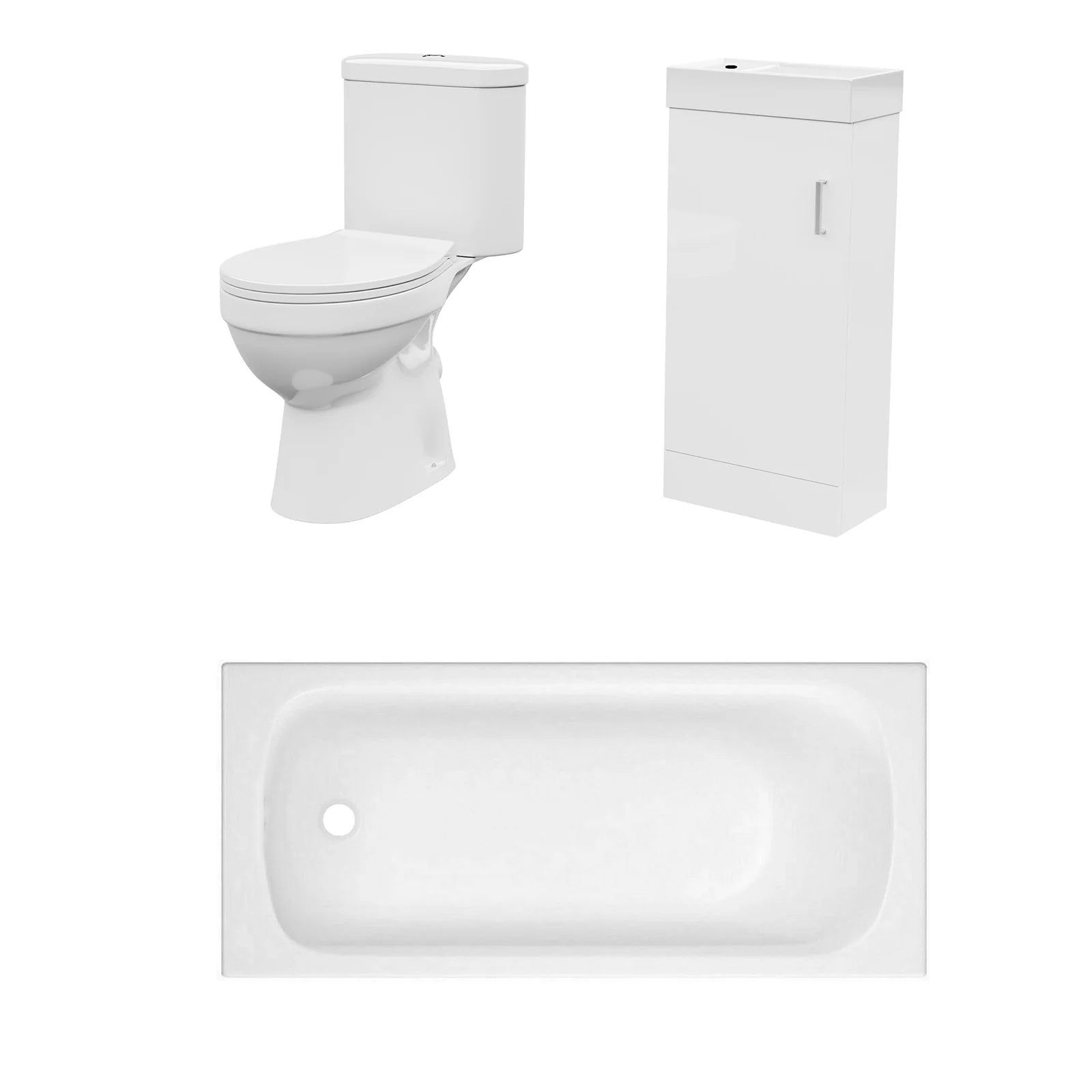 Bathroom Suite 1500mm Round Bathtub with 400mm Freestanding Vanity & Toilet
