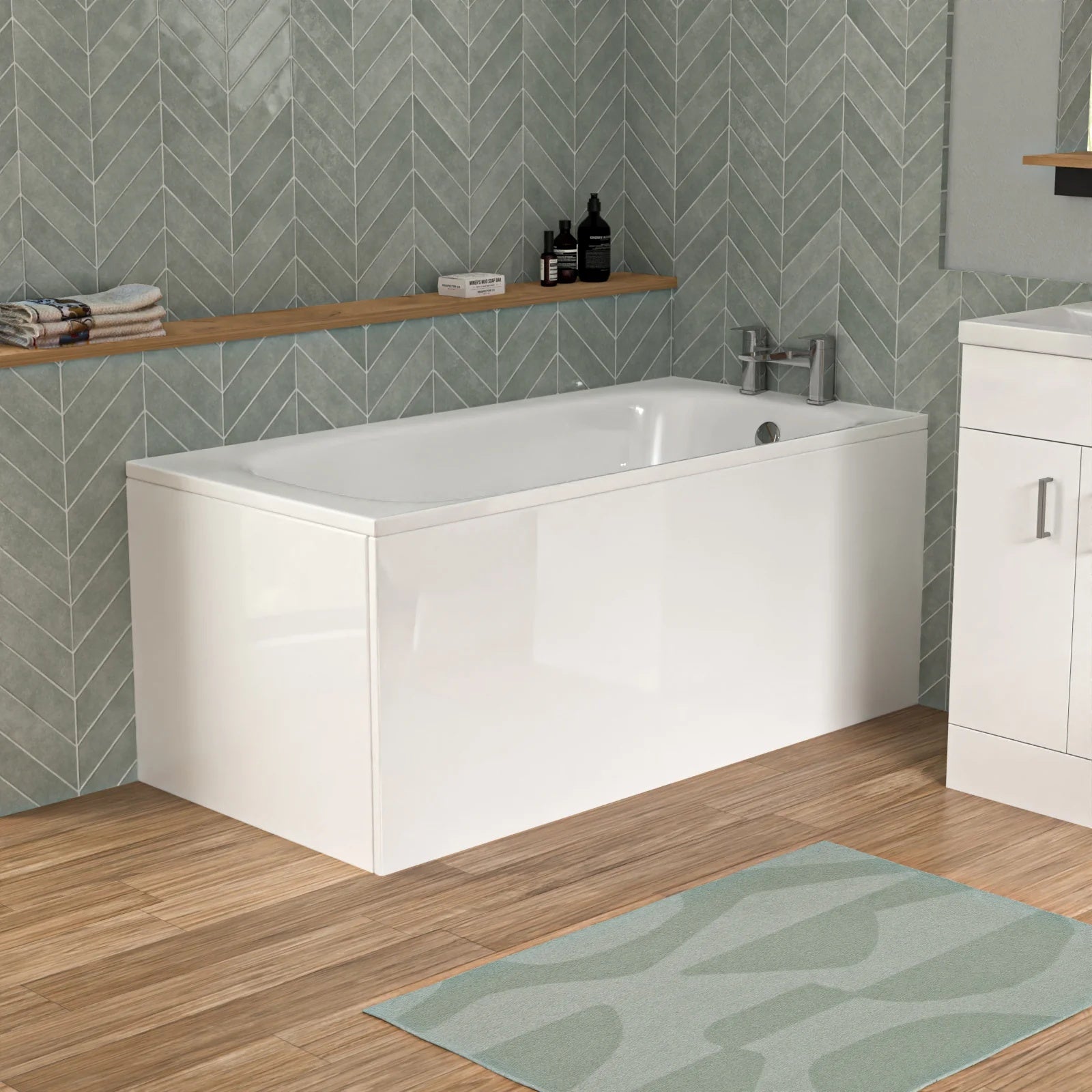 Bathroom Suite 1500mm Round Bathtub with 500mm Freestanding Vanity & Toilet