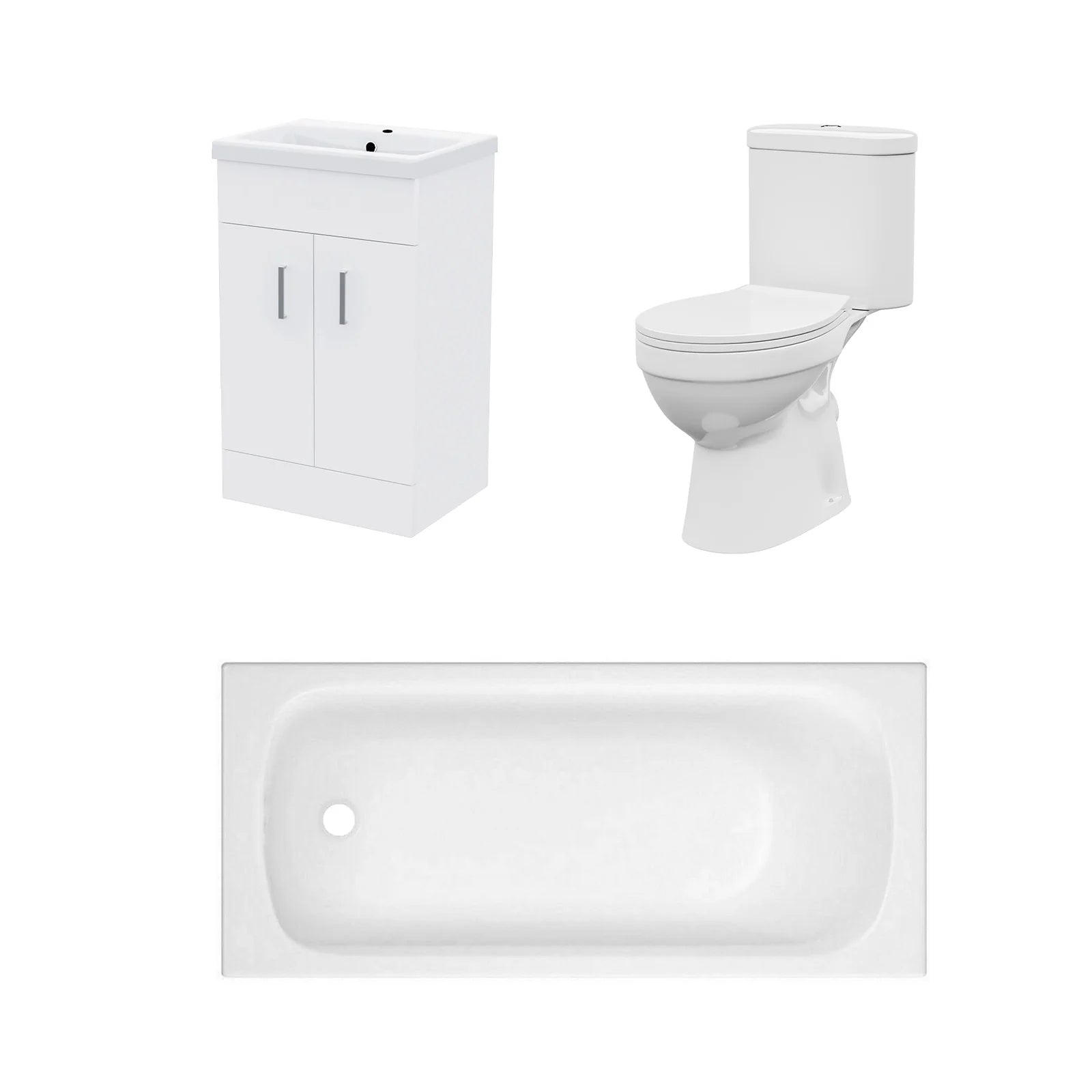 Bathroom Suite 1500mm Round Bathtub with 500mm Freestanding Vanity & Toilet