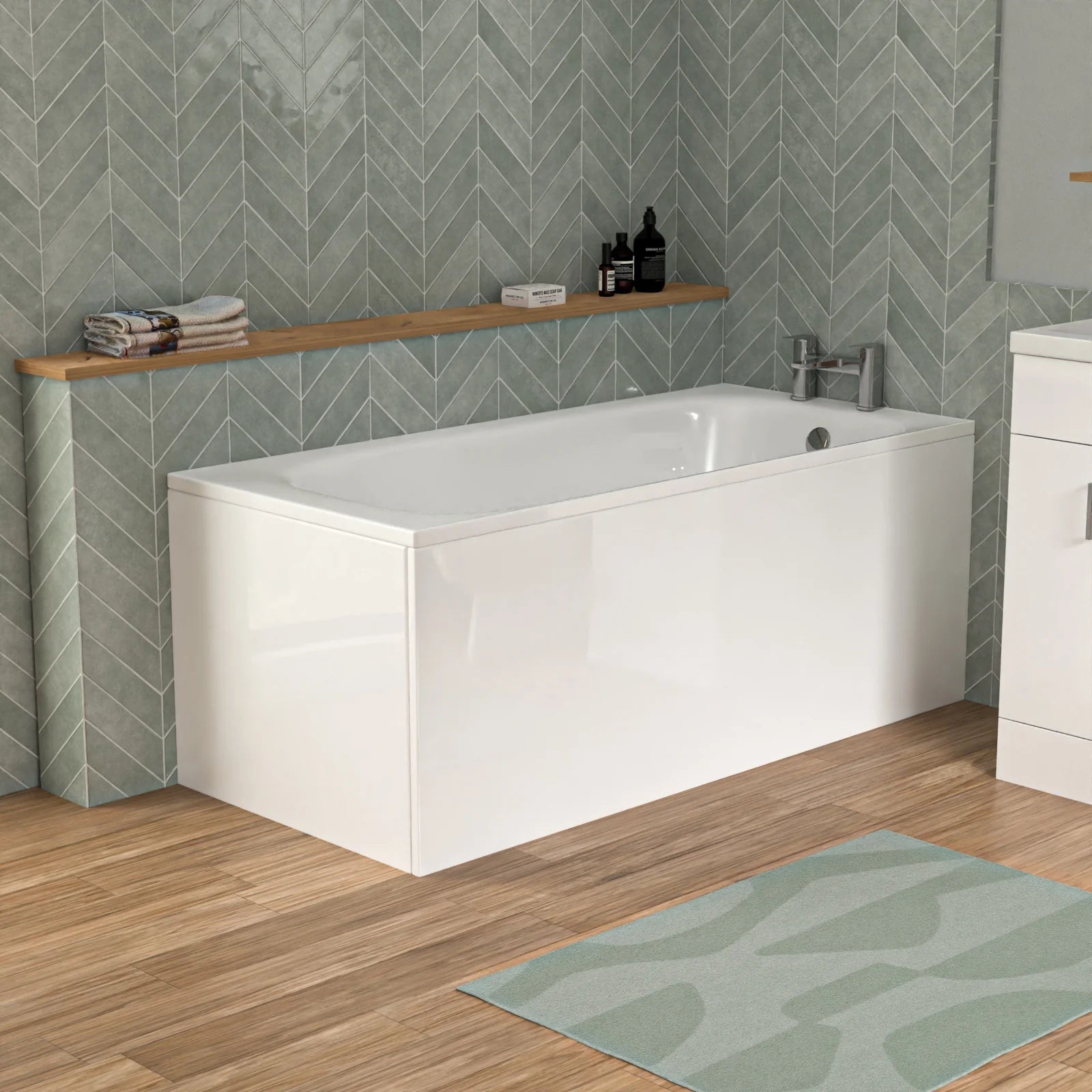 Bathroom Suite 1600mm Round Bathtub with 500mm Freestanding Vanity & Toilet