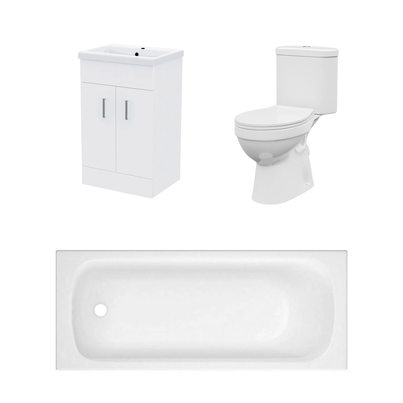 Bathroom Suite 1600mm Round Bathtub with 500mm Freestanding Vanity & Toilet