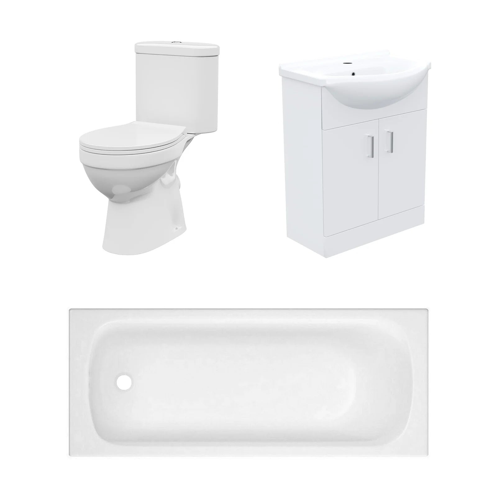 Bathroom Suite 1600mm Round Bathtub with 550mm Freestanding Vanity & Toilet
