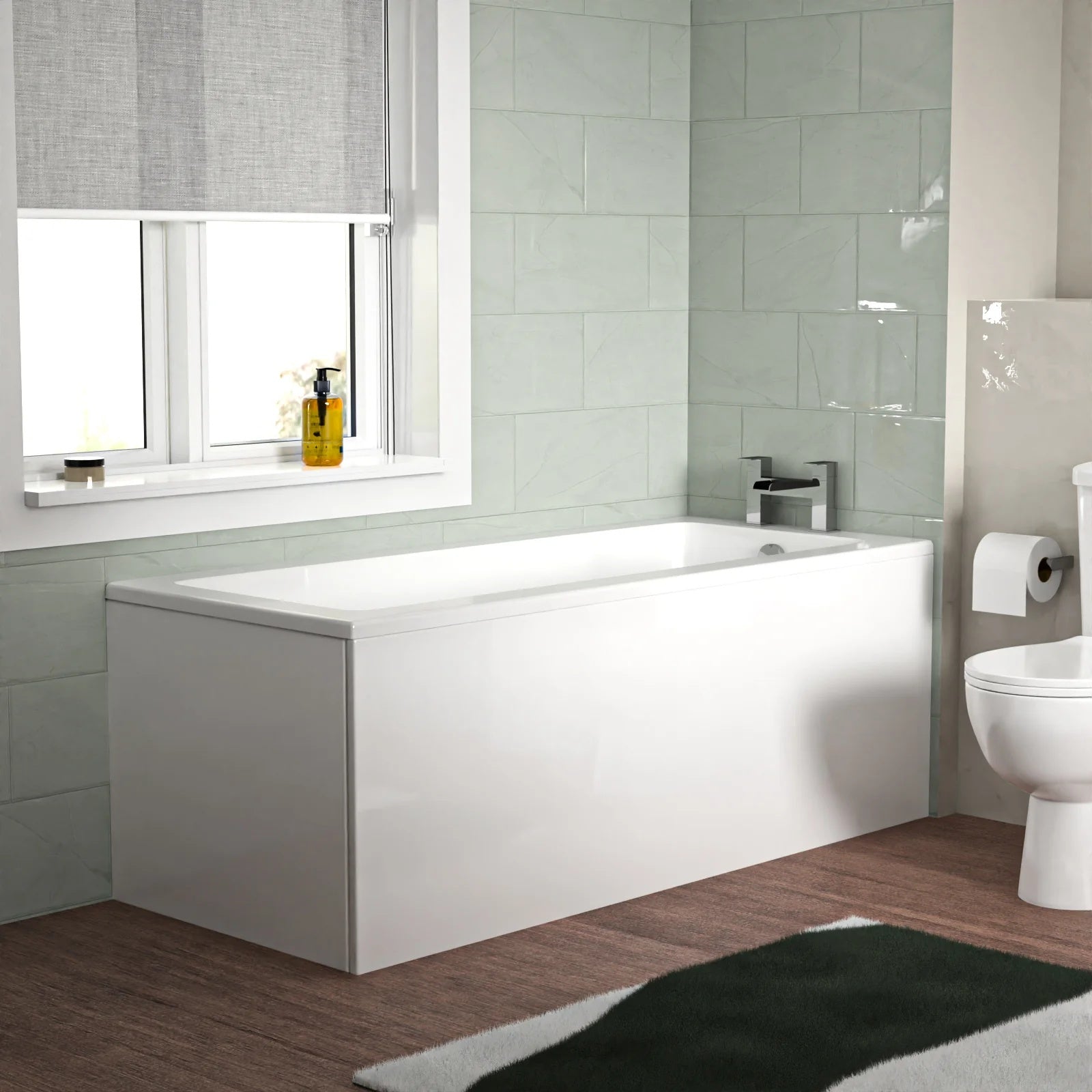 Bathroom Suite 1600mm Square Bathtub with 400mm Freestanding Vanity & Toilet