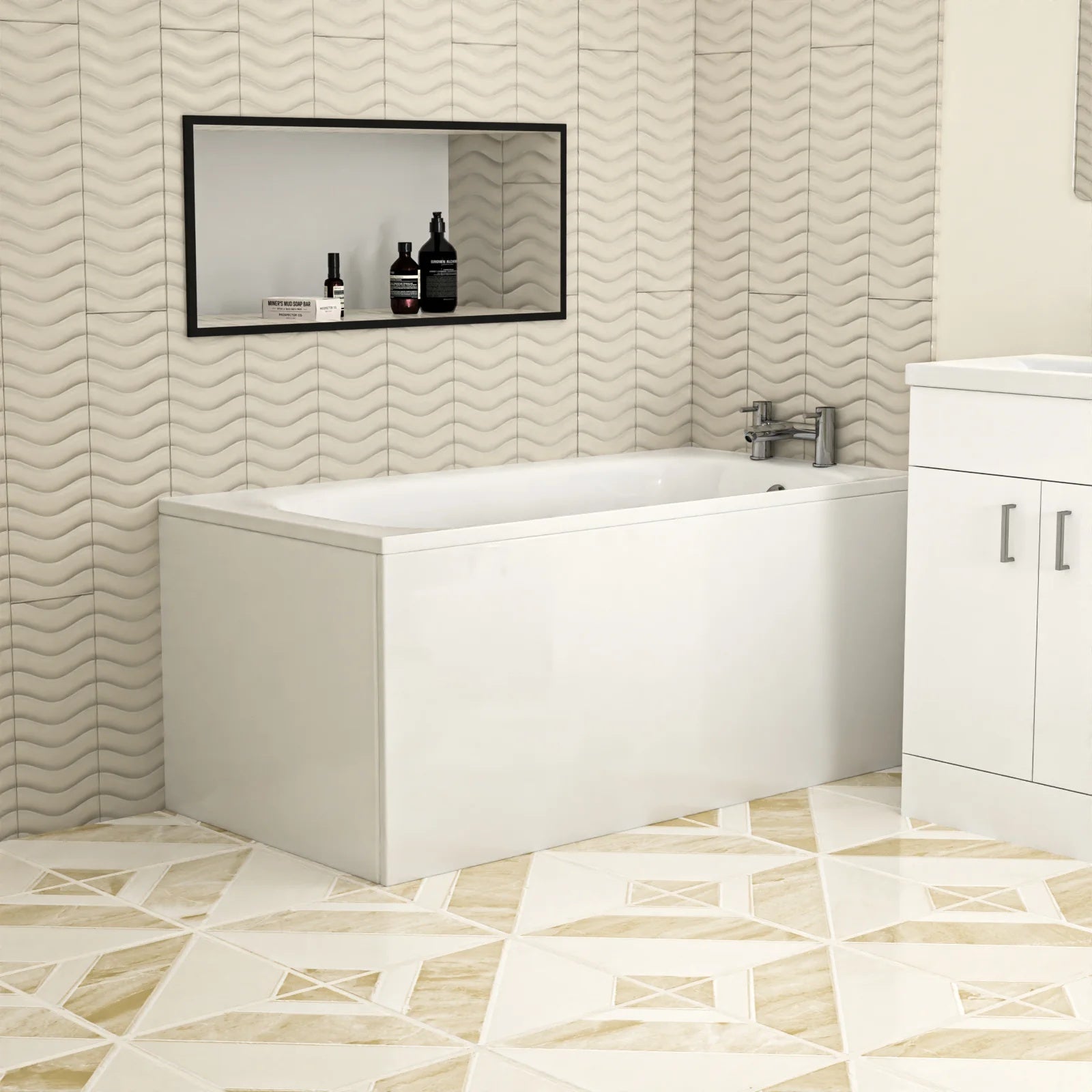 Bathroom Suite 600mm Freestanding Vanity With Toilet and 1400mm Bathtub