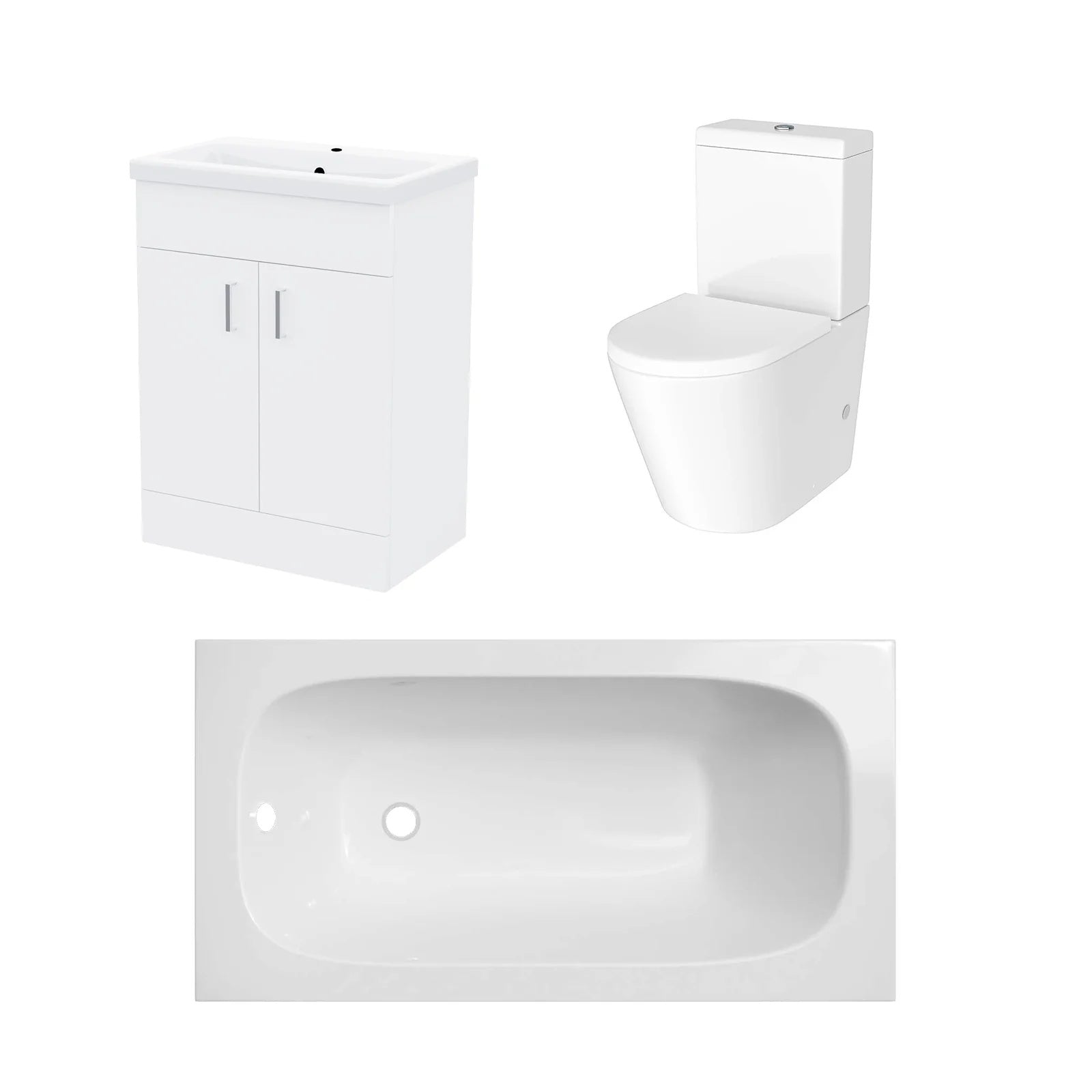 Bathroom Suite 600mm Freestanding Vanity With Toilet and 1400mm Bathtub