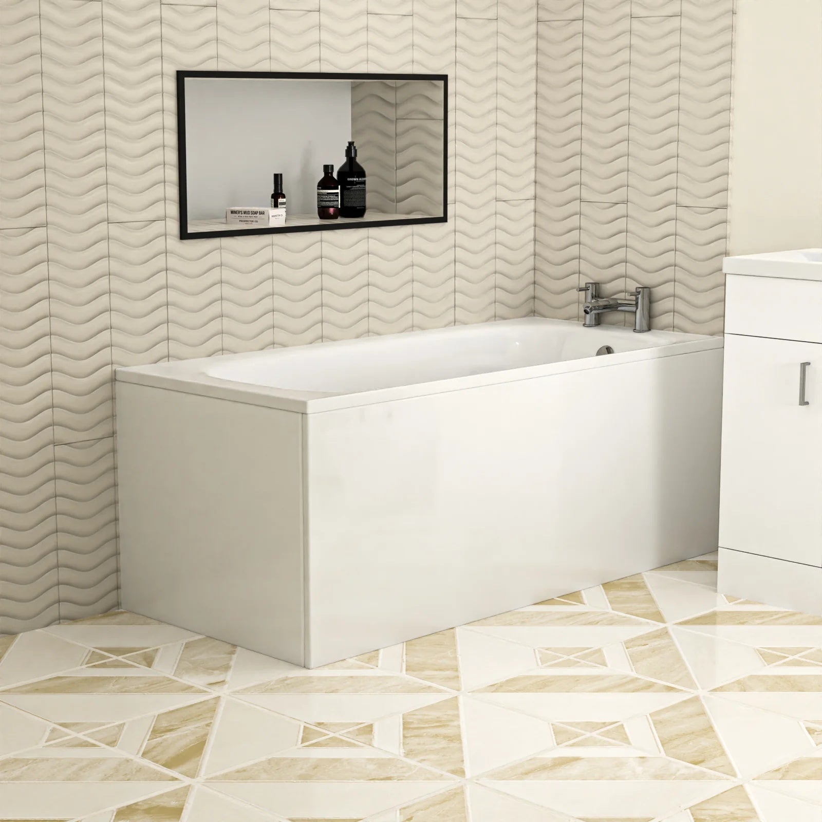 Bathroom Suite 600mm Freestanding Vanity With Toilet and 1600mm Bathtub