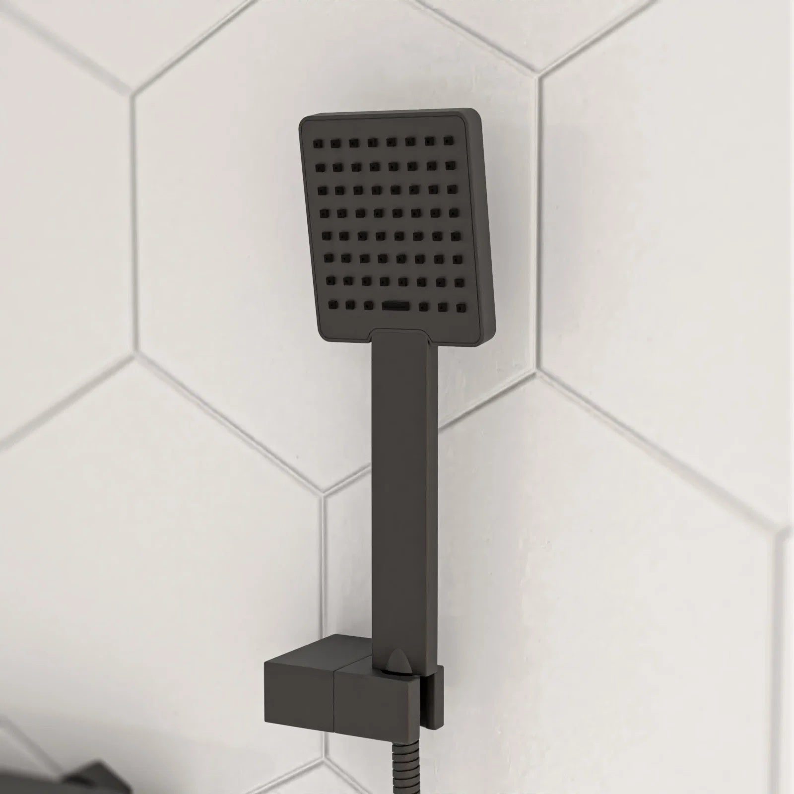 Black Finish Square Shower Handset Bathroom