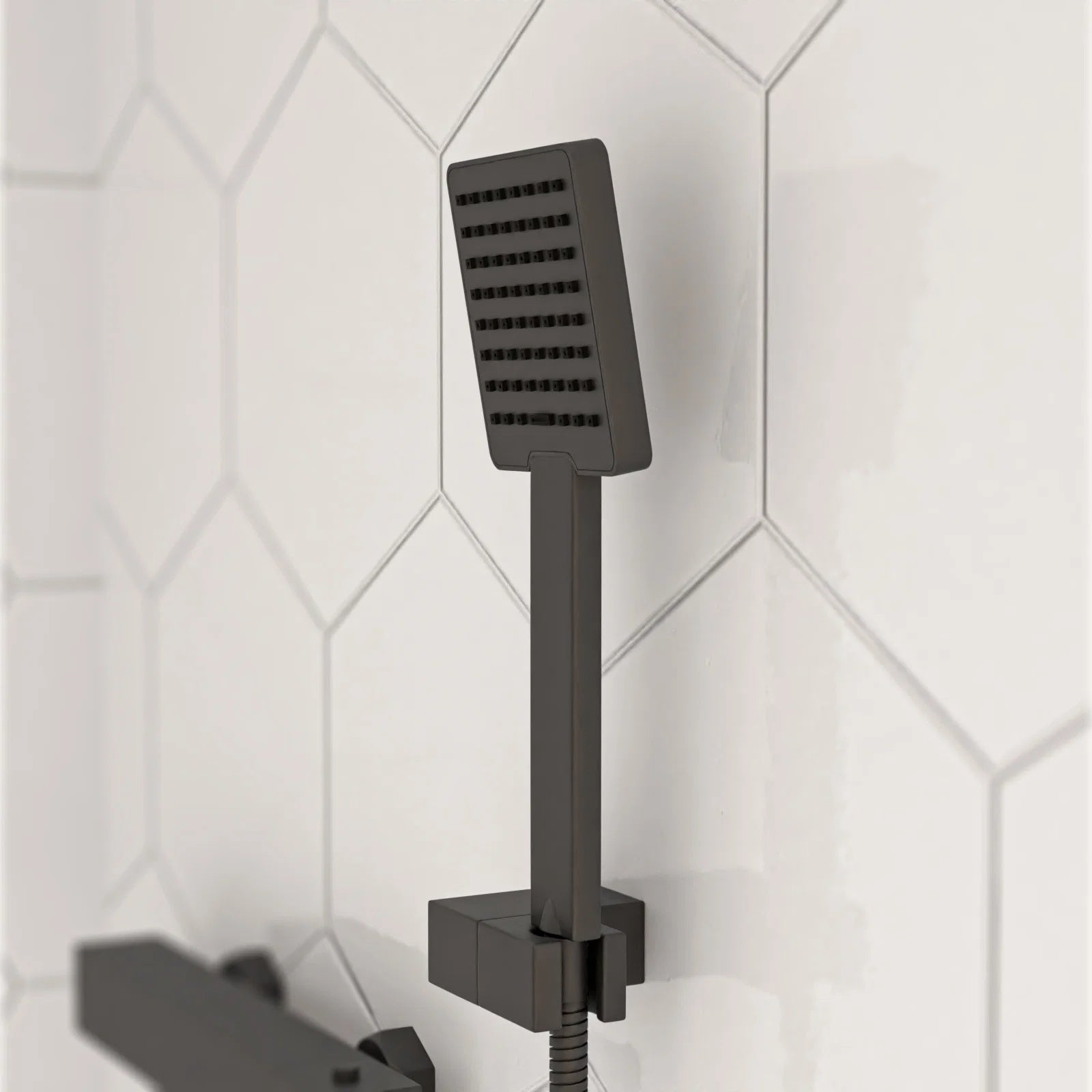 Black Finish Square Shower Handset Bathroom