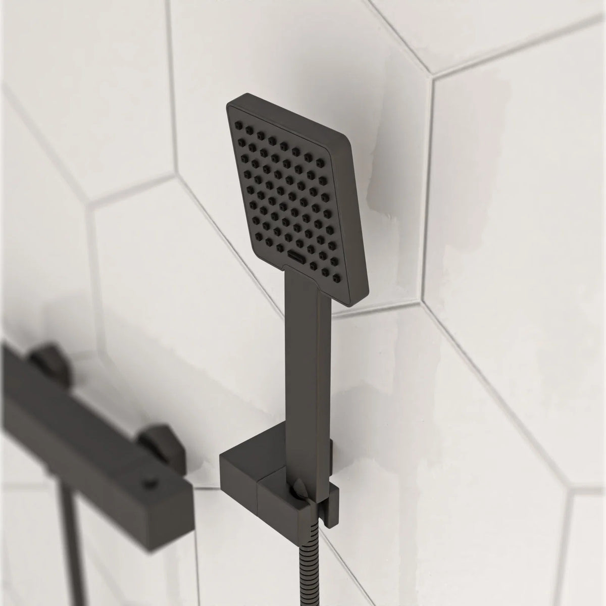 Black Finish Square Shower Handset Bathroom