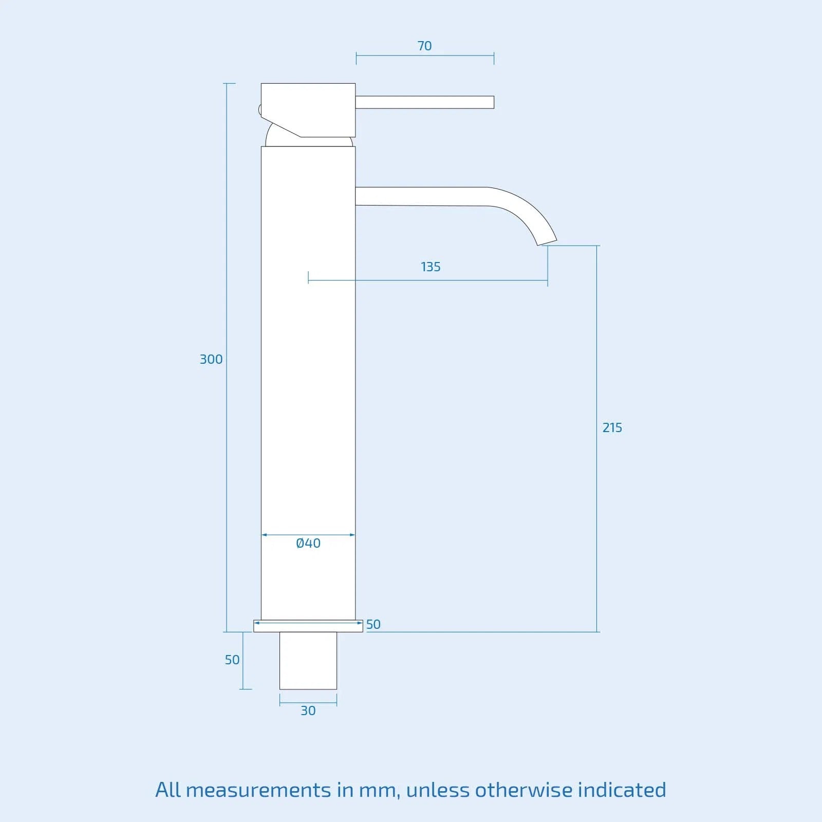 Brushed Brass Deck Mounted Tall Basin Mixer Tap with Waste
