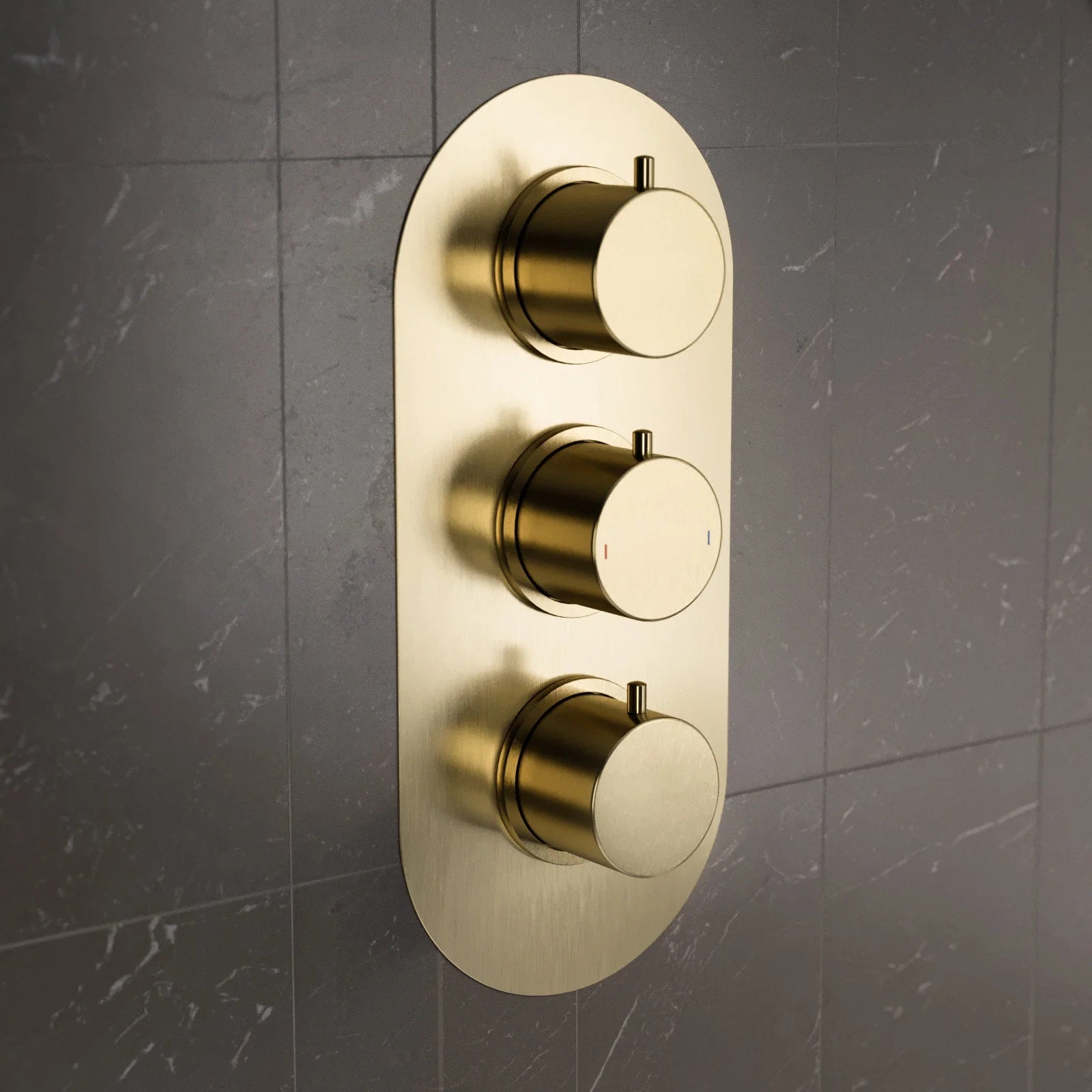 Brushed Brass Two Outlet Concealed Thermostatic Mixer Valve