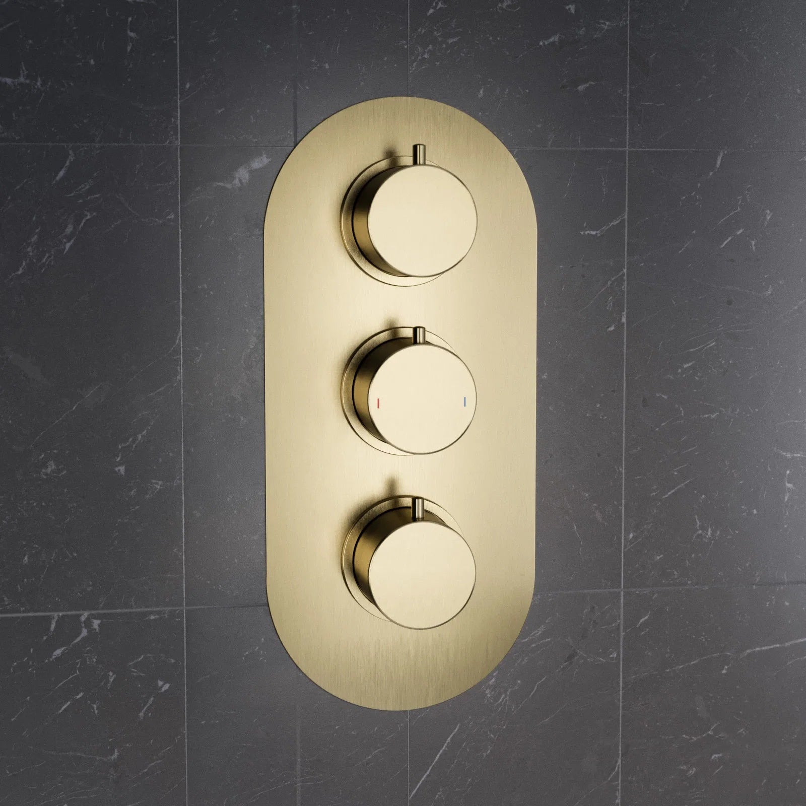 Brushed Brass Two Outlet Concealed Thermostatic Mixer Valve