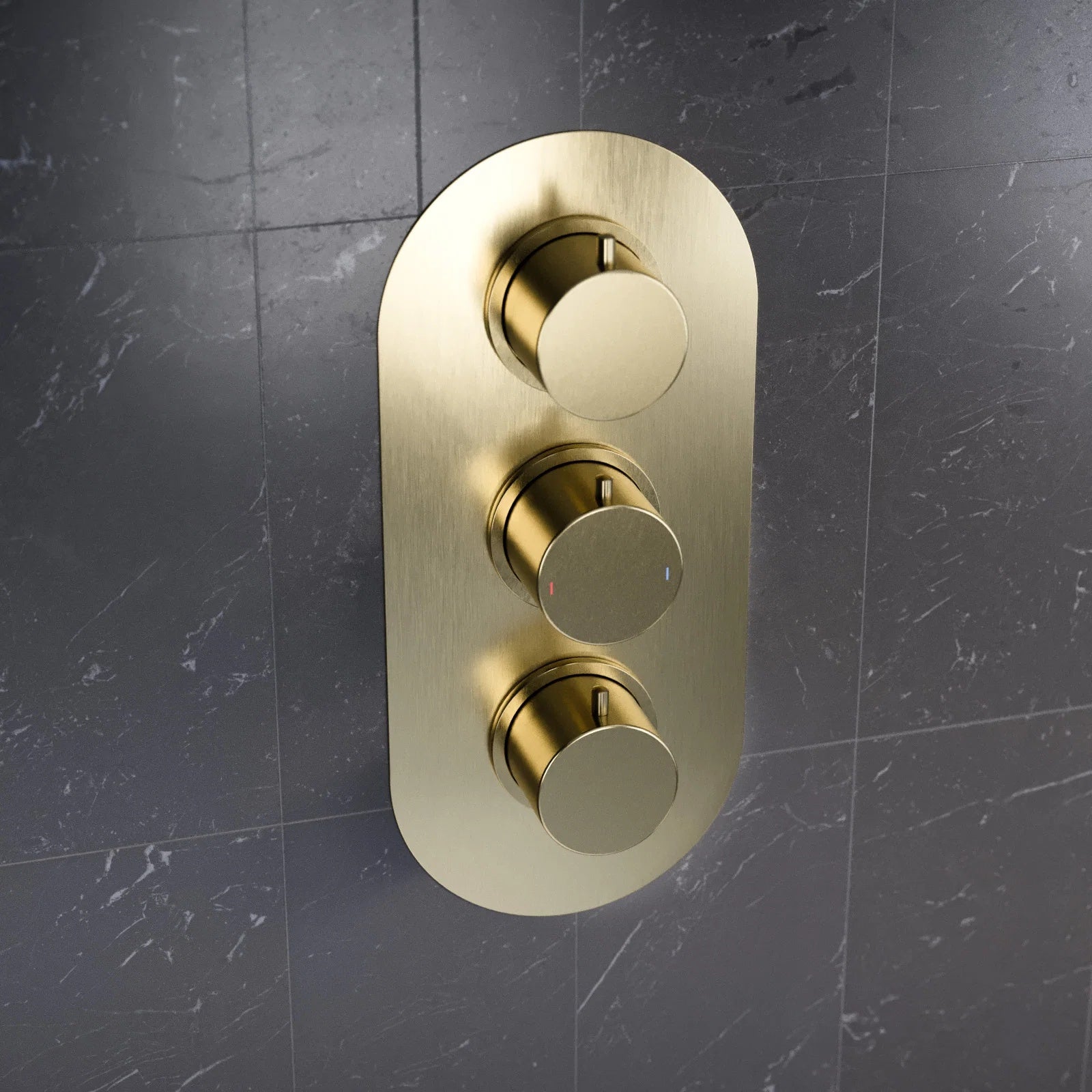 Brushed Brass Two Outlet Concealed Thermostatic Mixer Valve