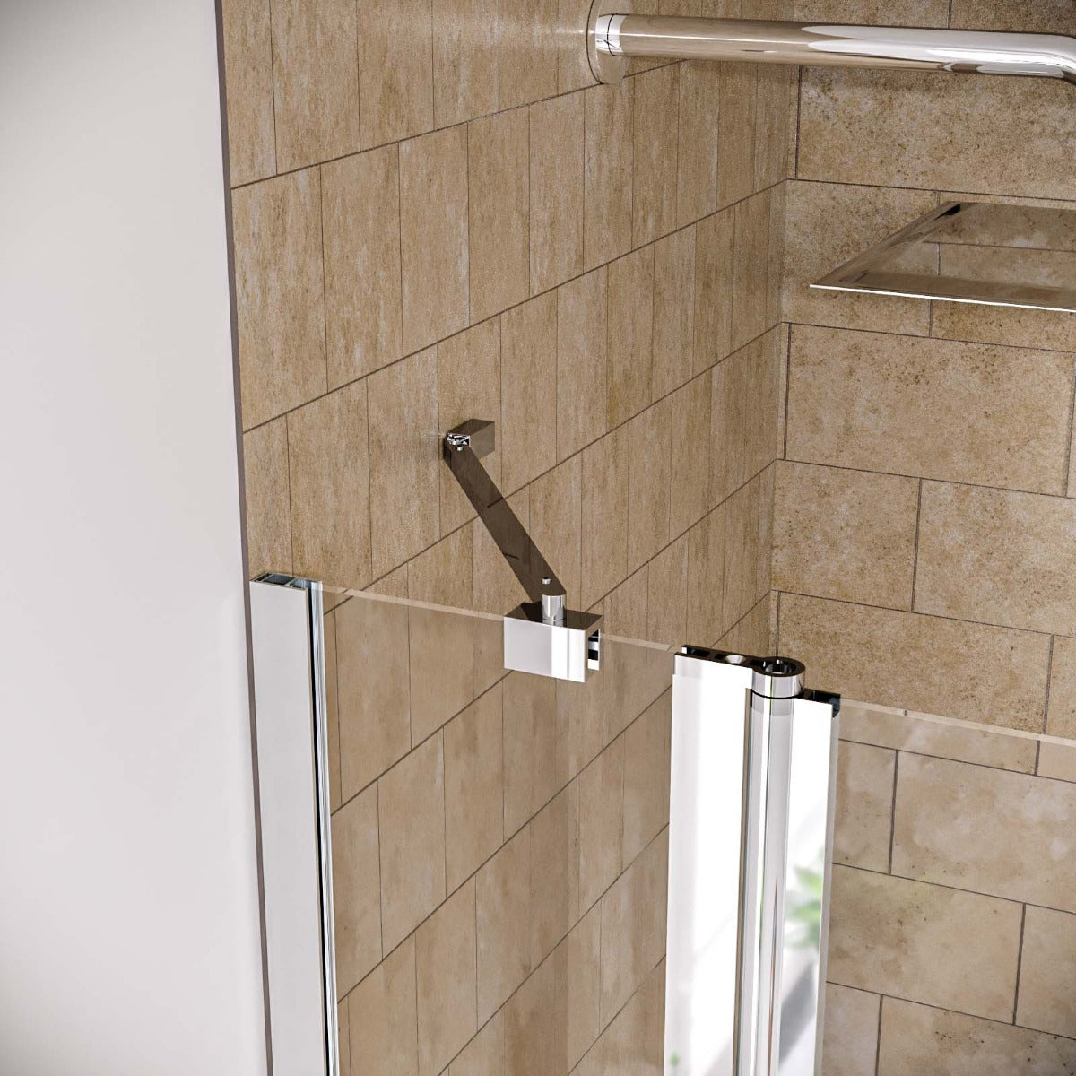 1000mm Curved Glass Bath Screen Swing Door & Towel Bar Chrome