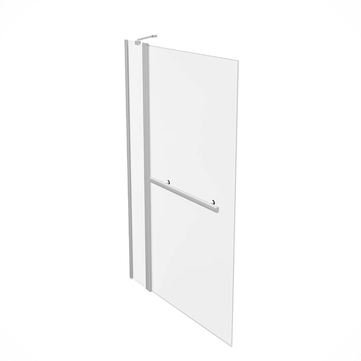 Athens 1000mm Square Glass Bath Screen Swing Door & Towel Bar Chrome