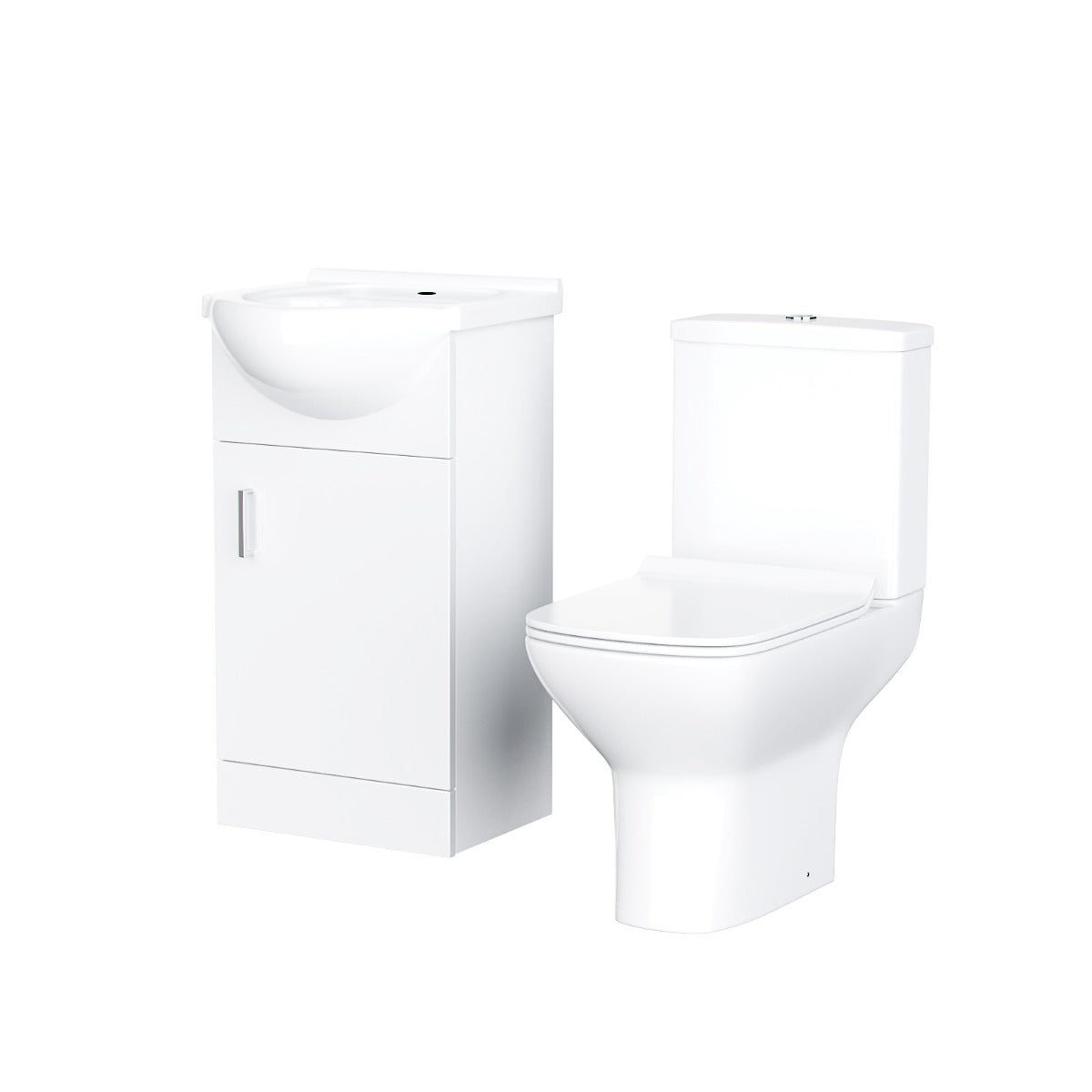 Ellen 550mm Basin Floor Standing Vanity Unit & Rimless Close Coupled Toilet White