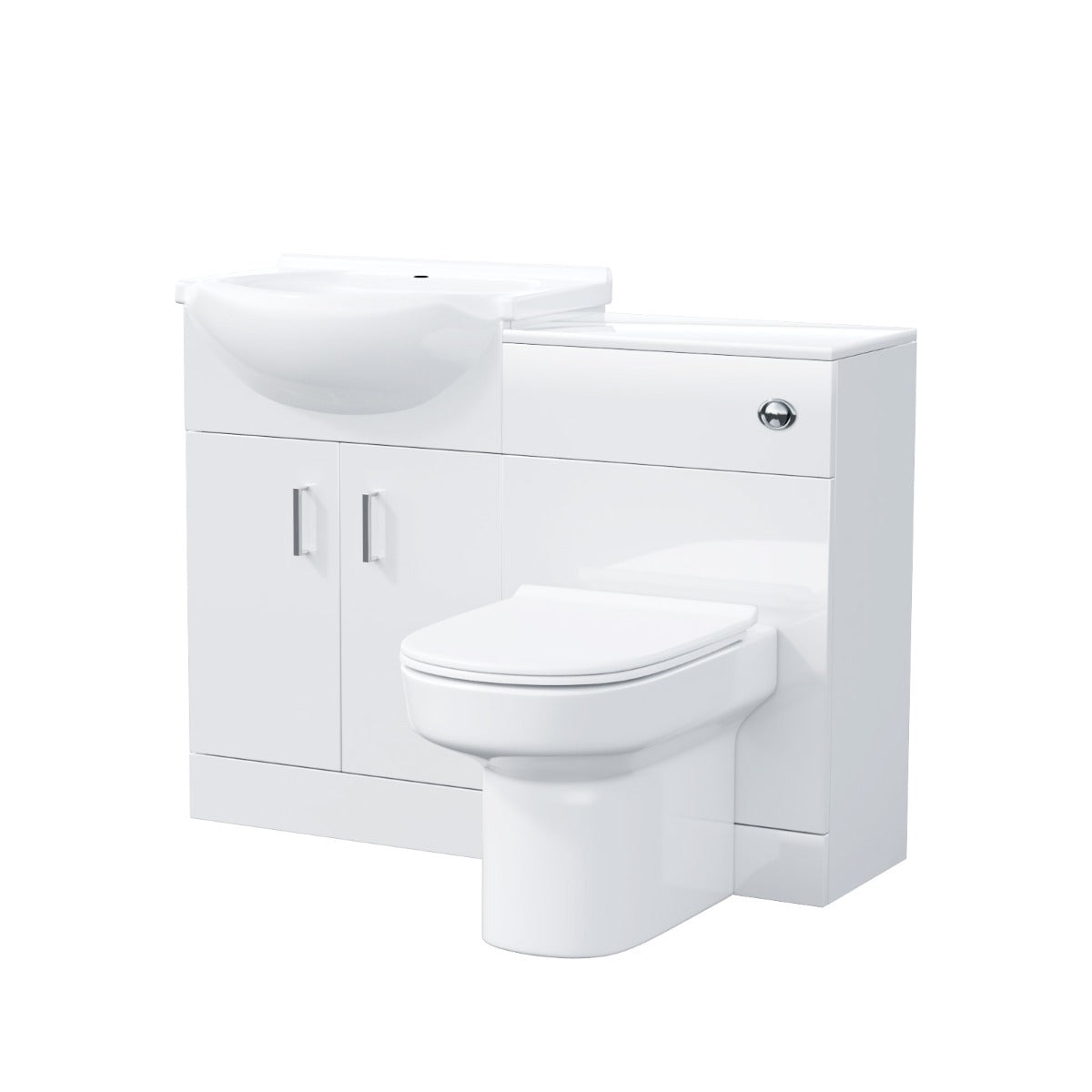 Ellen 550mm Flat Pack Vanity Basin Unit, WC Unit & Chem Back To Wall Toilet White