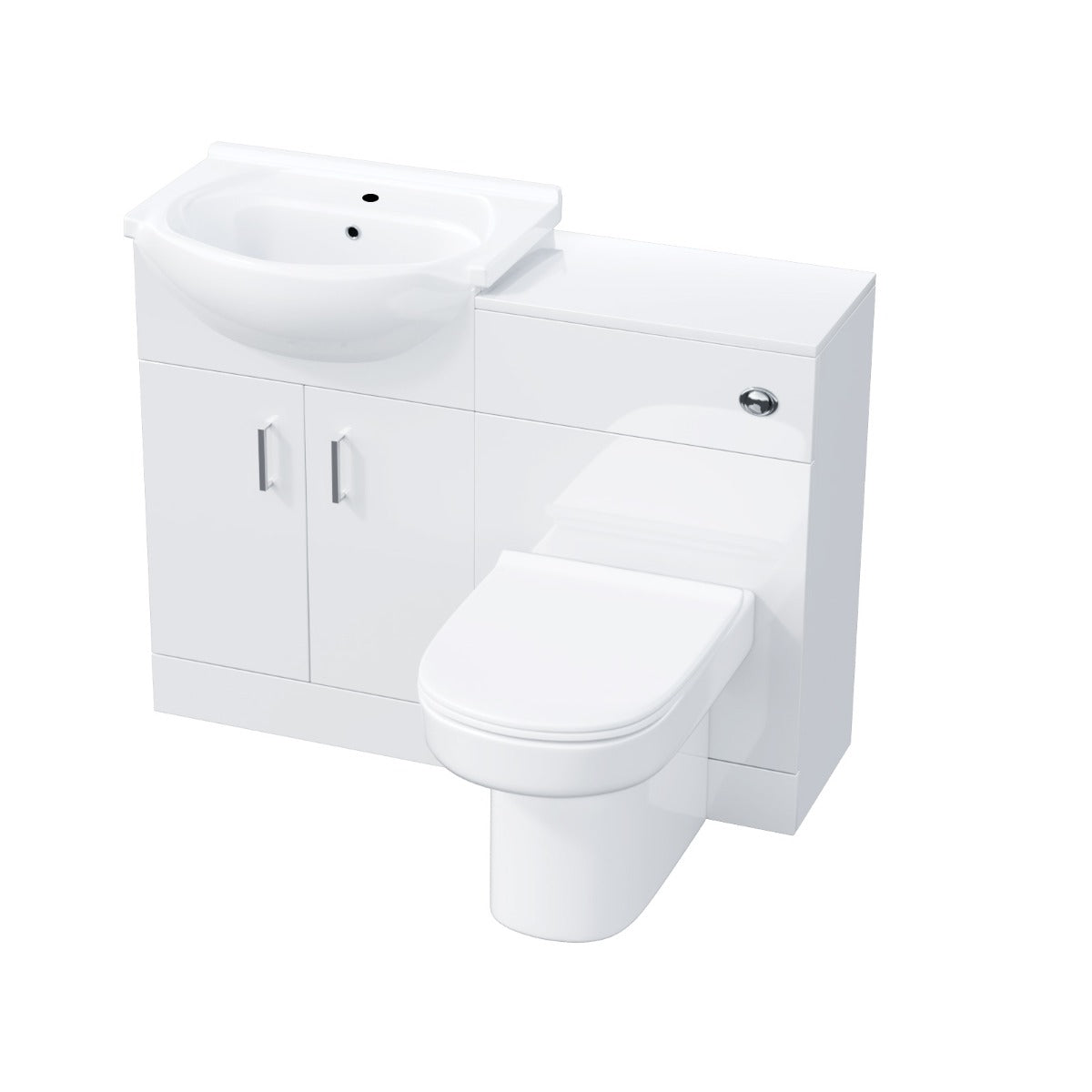 Ellen 550mm Flat Pack Vanity Basin Unit, WC Unit & Chem Back To Wall Toilet White