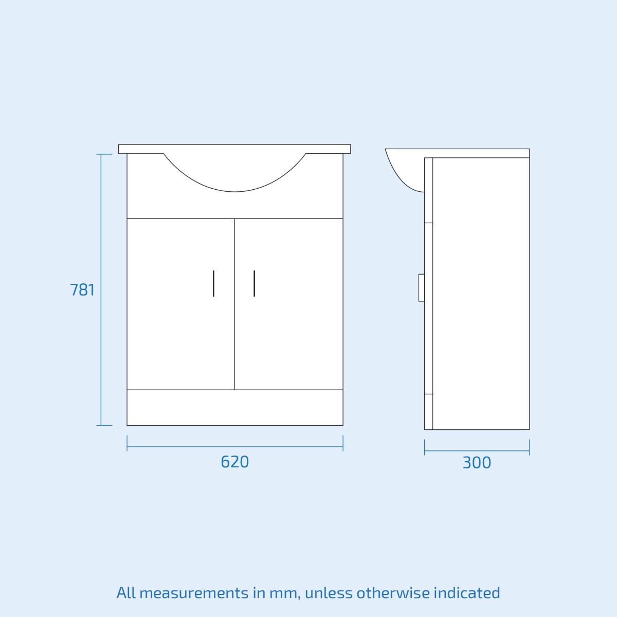 Ellen White 650mm Floorstanding Vanity Basin Unit Flat Pack