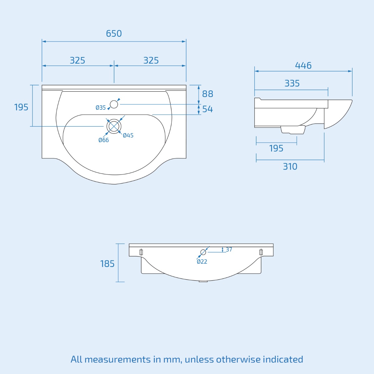 Ellen White 650mm Floorstanding Vanity Basin Unit Flat Pack