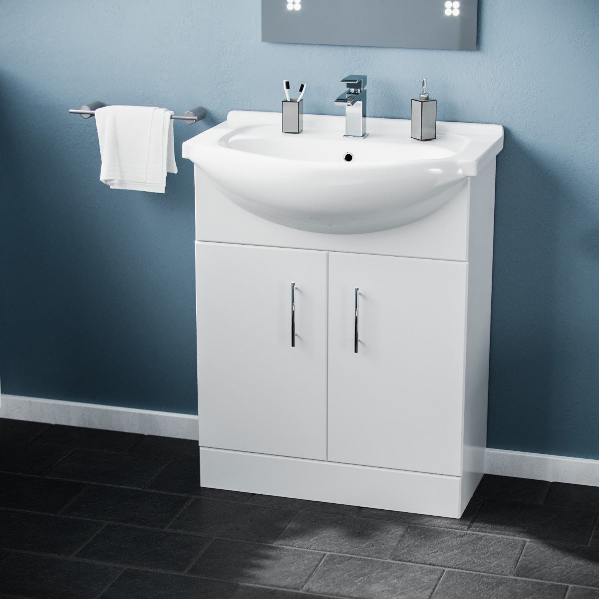 Ellen White 650mm Floorstanding Vanity Basin Unit Flat Pack