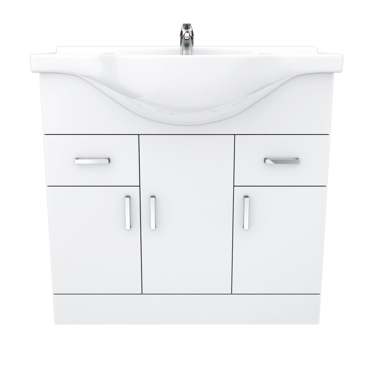 Ellen 850mm Floorstanding 3 Door Basin Vanity Unit White