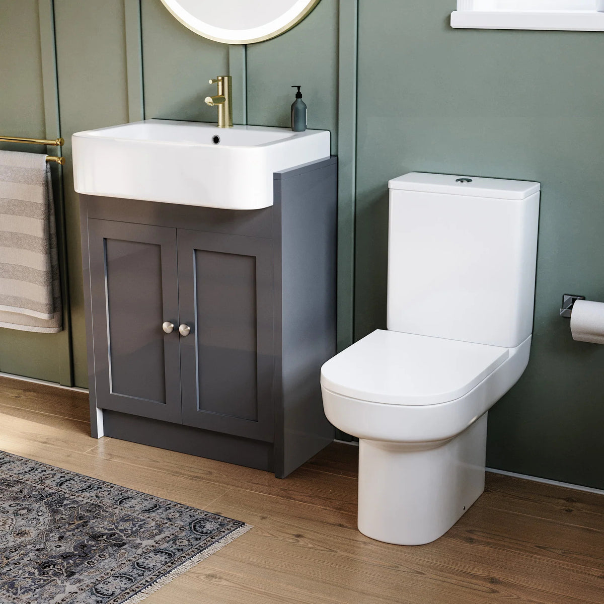 Camberly 600mm Freestanding Vanity Unit With Close Coupled Toilet - Anthracite
