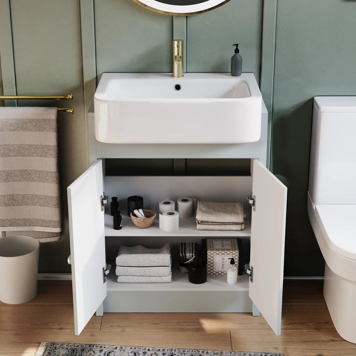 Camberly 600mm Freestanding Vanity Unit With Close Coupled Toilet - Matte Grey