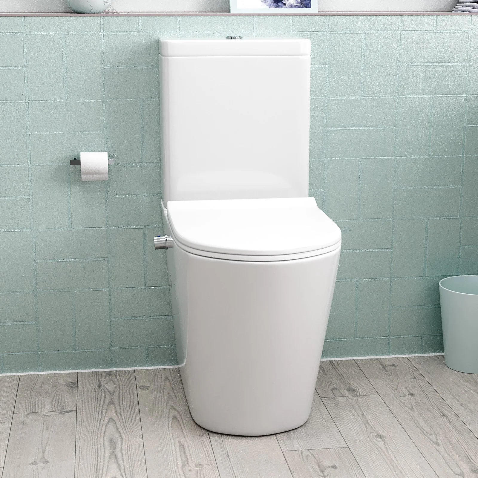 Comfort Height Close Coupled Toilet With Integrated Hot Cold Bidet Valve