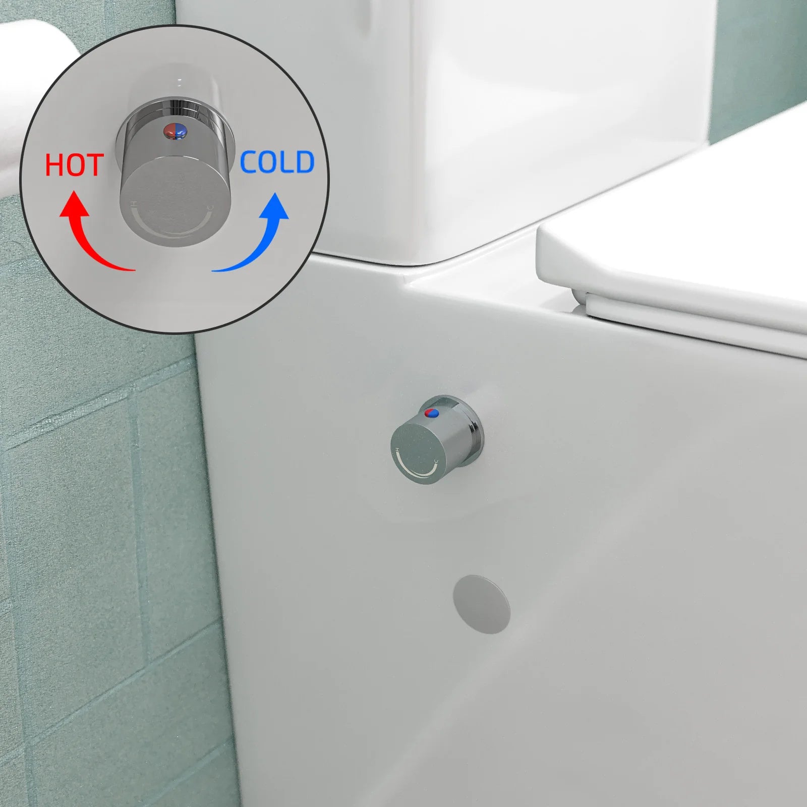 Comfort Height Close Coupled Toilet With Integrated Hot Cold Bidet Valve