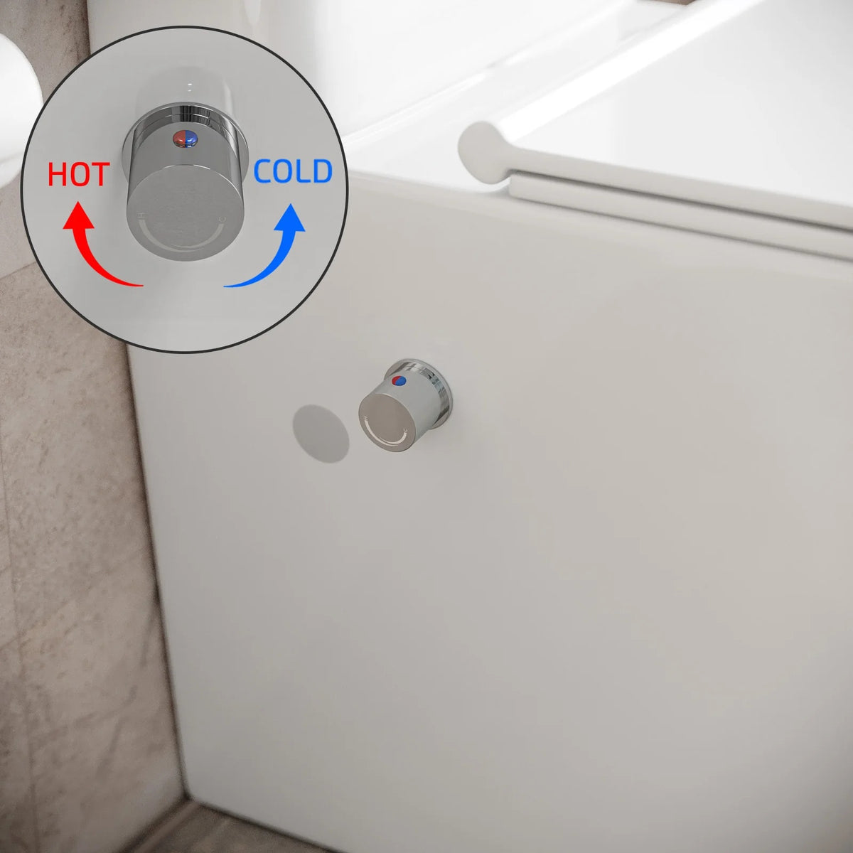 Comfort Height Close Coupled Toilet Pan With Integrated Hot Cold Bidet Valve set