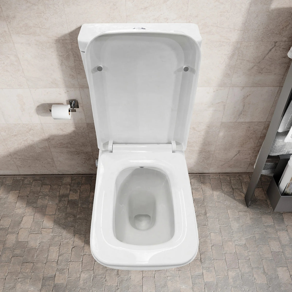 Comfort Height Close Coupled Toilet Pan With Integrated Hot Cold Bidet Valve set
