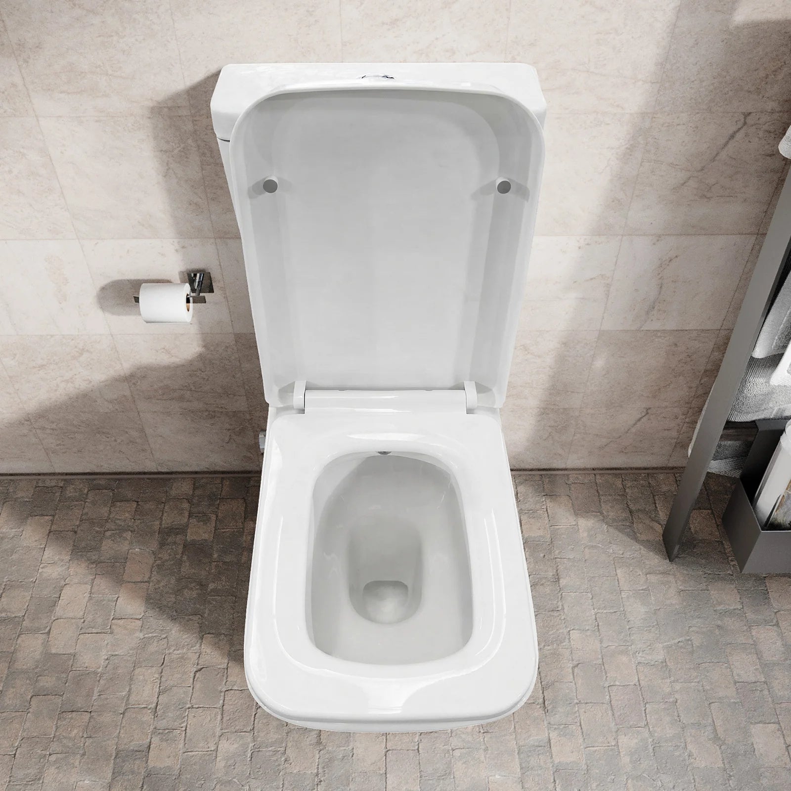 Rimless Square Close Coupled Toilet with Integrated Hot Cold Bidet