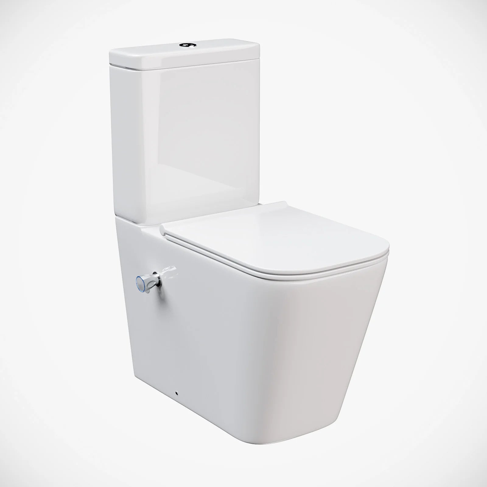 Rimless Square Close Coupled Toilet with Integrated Hot Cold Bidet