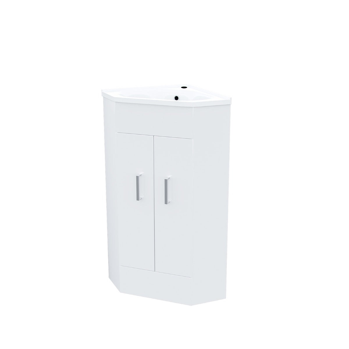 Nanuya 550mm Floor Standing Corner Unit And Ceramic Basin Alpine Gloss White