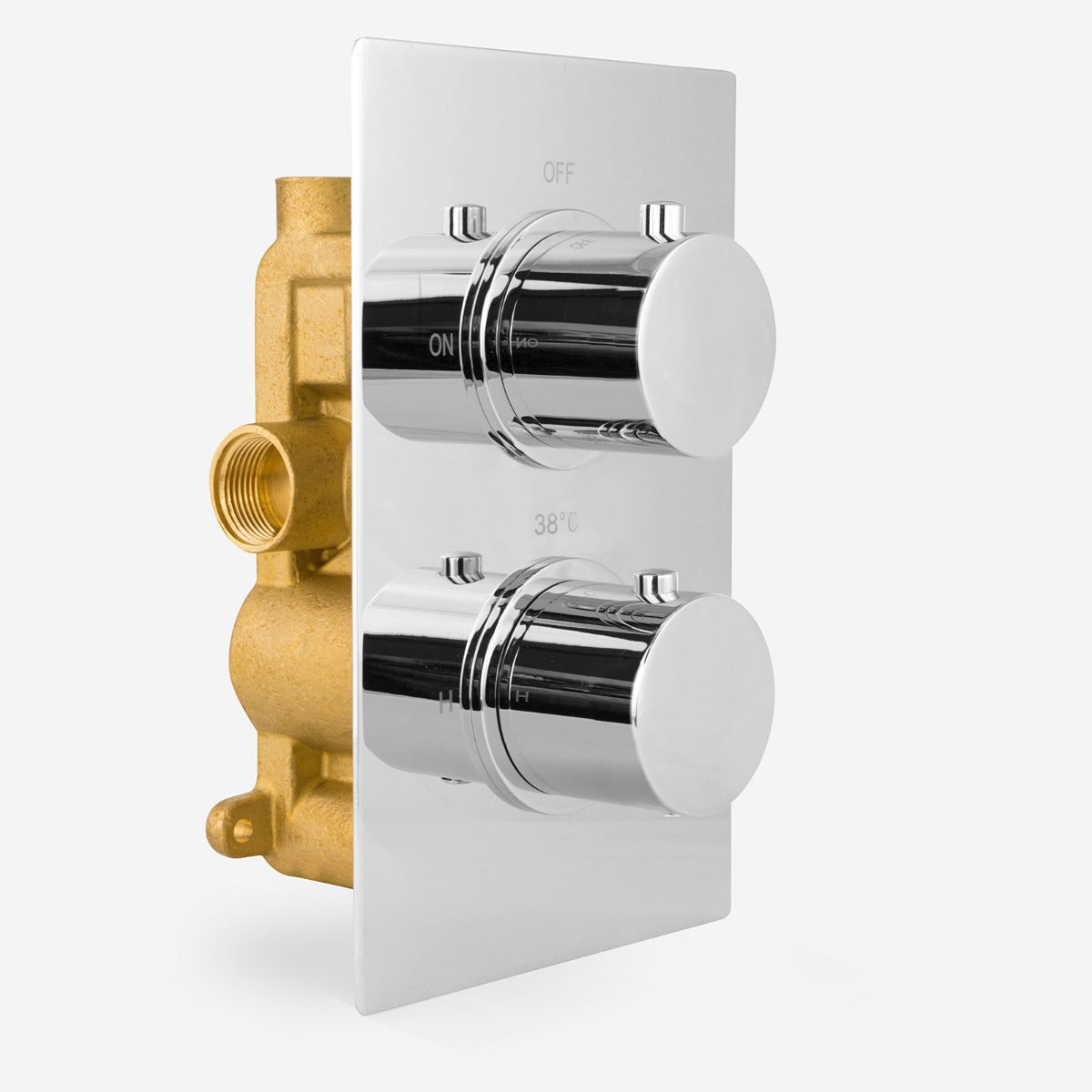 Lily Slim 2 Dial 1 Way Concealed Thermostatic Shower Mixer and Overhead