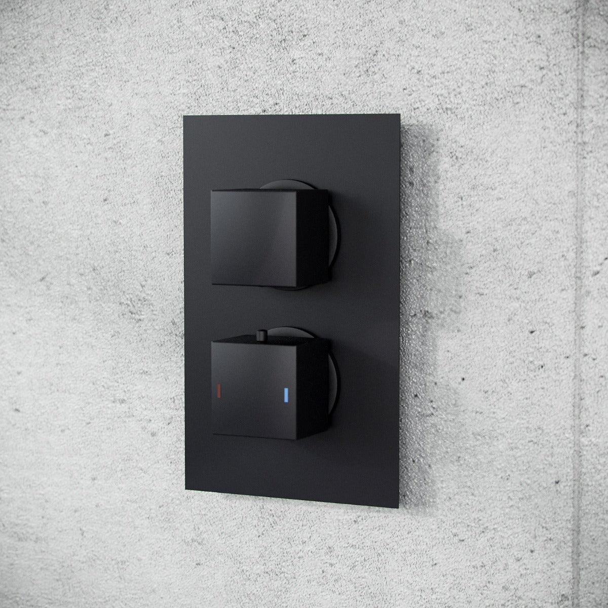 2 Dial 2 Way Matte Black Thermostatic Mixer Valve Shower Head Handset Shower Set