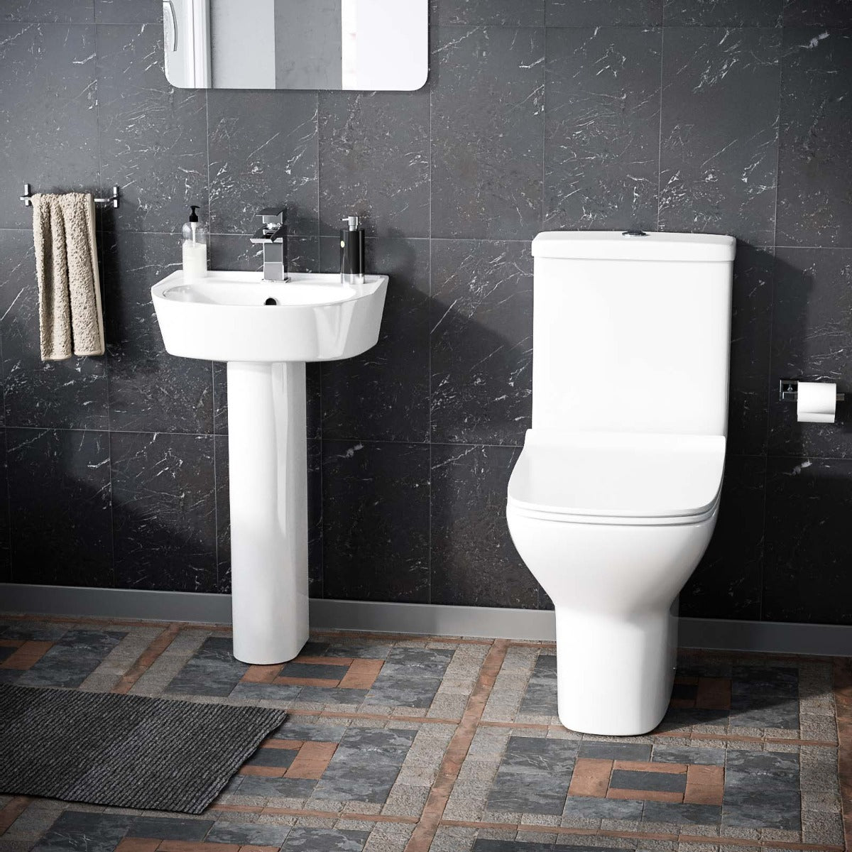Rimless Toilet with 570 mm Full Pedestal Basin
