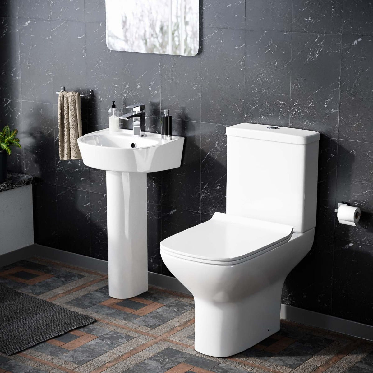 Rimless Toilet with 570 mm Full Pedestal Basin
