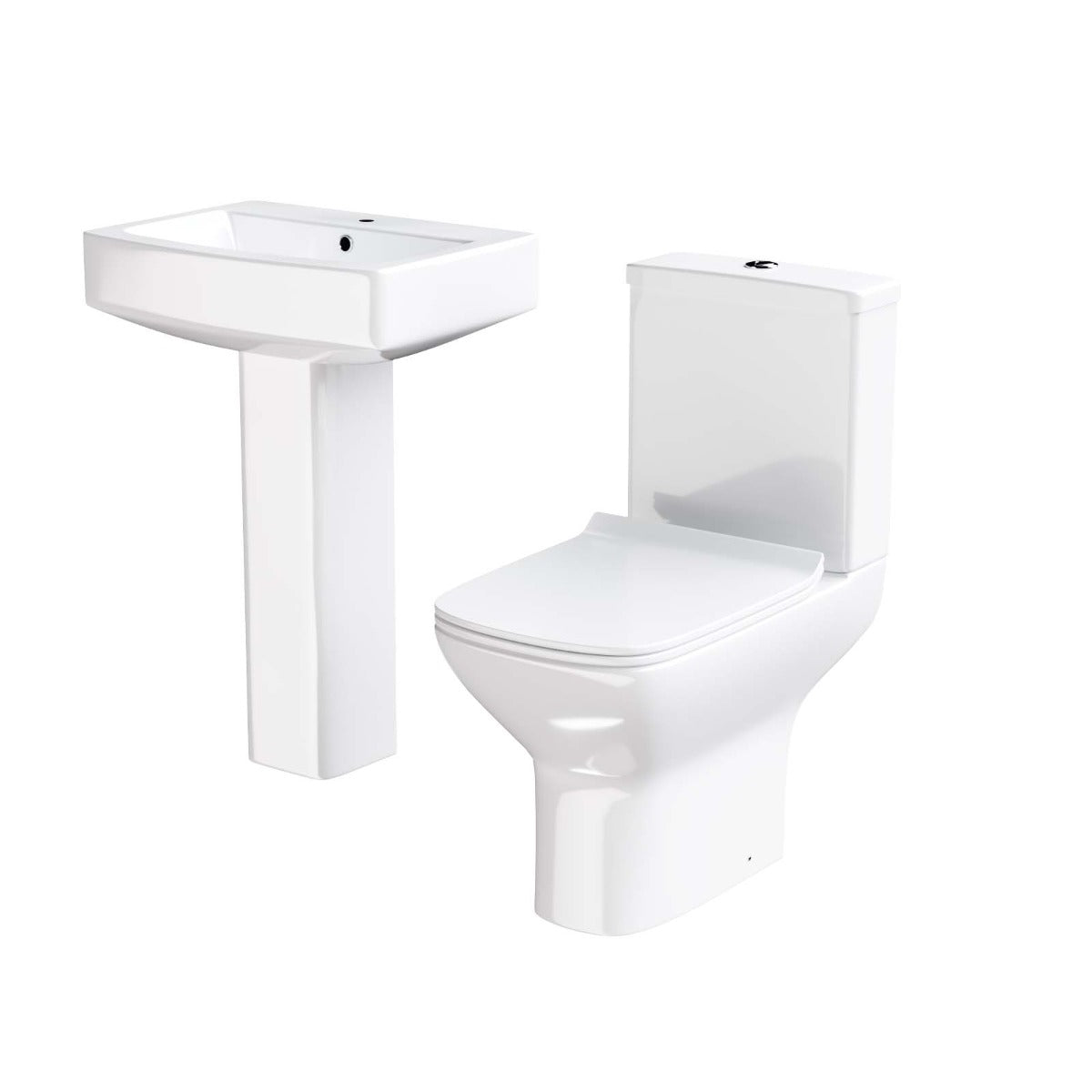 Rimless Toilet with 560 mm Full Pedestal Square Basin